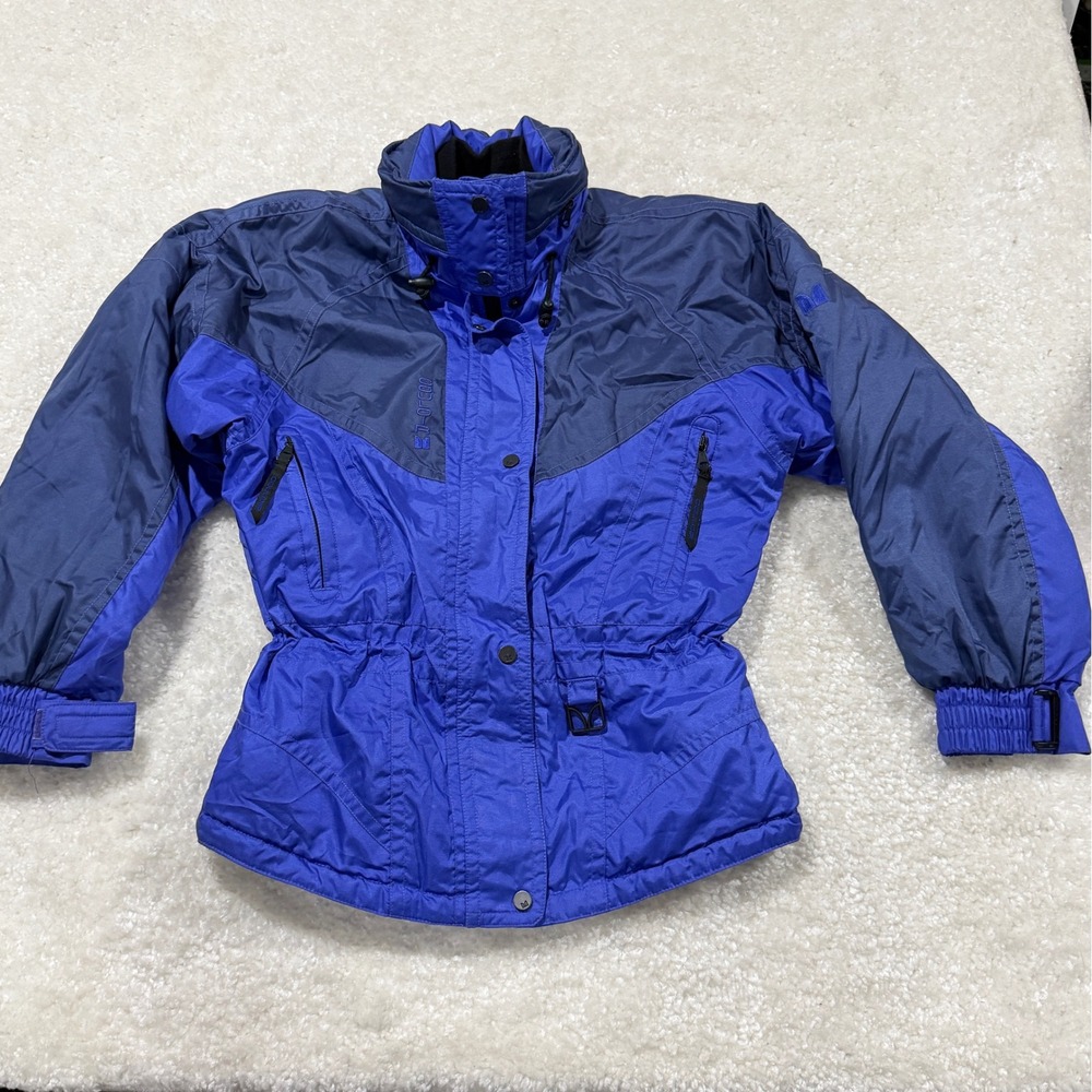 Couloir Ski Jacket Women 8 Blue Vintage Insulated Cinch Waist